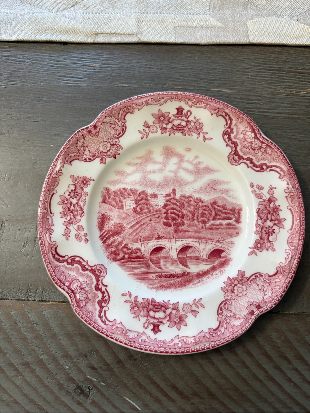 Johnson Brothers Rose-Red Transferware Decorative Plate-vintage